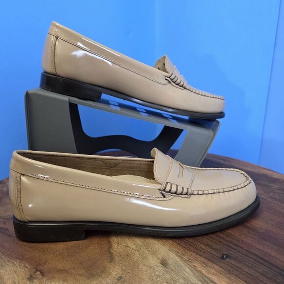 G.H. Bass Weejuns Penny Loafer Patent Leather Women’s 7.5/8M Taupe 3986 175 - Picture 3 of 14